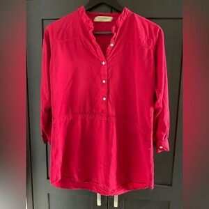 🌺 🌹 Sonoma Red 3/4 Sleeve Cotton Blend Half Button Pullover Blouse M